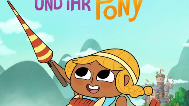 Das animierte Titelbild von „Tannenzäpfchen und ihr Pony“ von Dreamworks für Apple TV+.