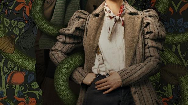 Das Filmplakat zu „The Essex Serpent“ zeigt Claire Danes und Tom Hiddleston vor einem floralen Hintergrund mit einer Schlange.