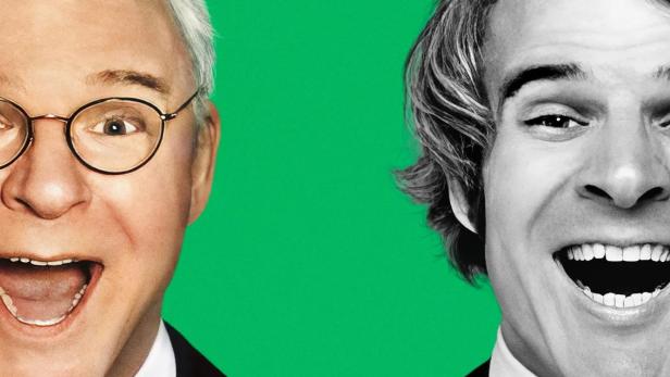 Das Poster für „Steve! (martin) Ein Porträt in zwei Teilen“ zeigt Steve Martin in verschiedenen Altersstufen.