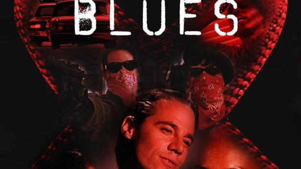 Das Filmplakat für „Red Ribbon Blues“ zeigt mehrere Schauspieler und ein rotes Band.