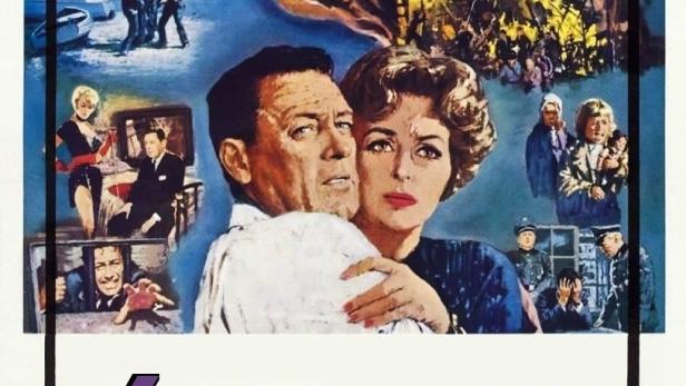 Das Filmplakat für „Verrat auf Befehl“ zeigt einen Mann und eine Frau vor verschiedenen Szenen.