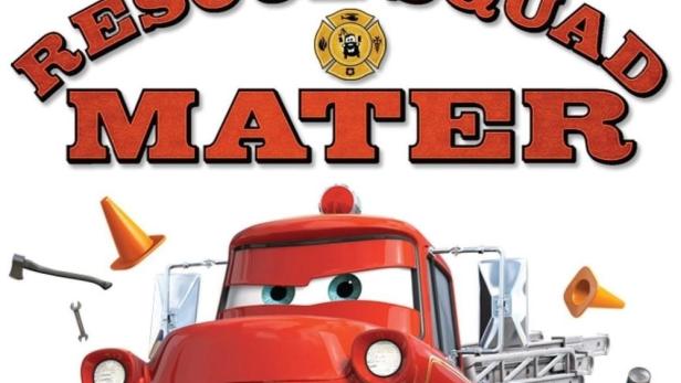 Das Cover von „Cars Toon: Rescue Squad Mater“ mit dem roten Abschleppwagen Hook als Feuerwehrauto.