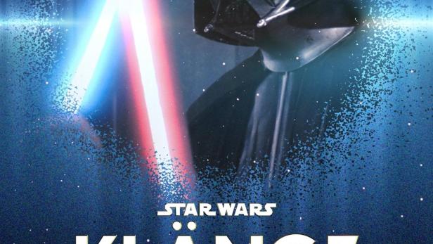 Darth Vader mit einem roten und einem blauen Lichtschwert auf dem Cover von „Star Wars: Klänge der Galaxis“.
