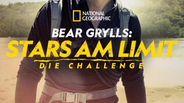 Das Poster für „Bear Grylls: Stars am Limit – Die Challenge“ zeigt Bear Grylls in der Wildnis.