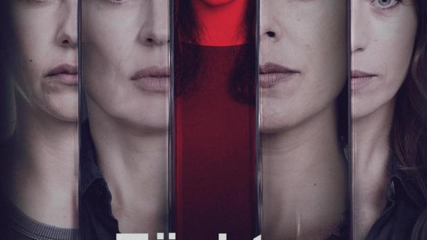 Das Filmplakat für „Töchter des Schweigens“ zeigt fünf Frauengesichter nebeneinander.