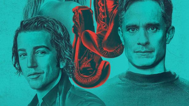 Das Poster für „La Máquina“ zeigt drei Schauspieler und ein Paar Boxhandschuhe.