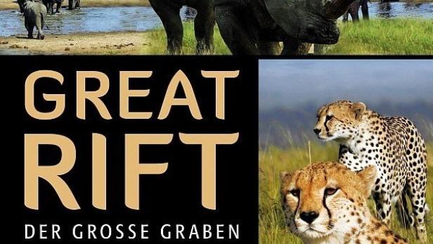 Das Cover der Blu-ray „Great Rift – Der Große Graben“ zeigt Nashörner, Elefanten und Geparden.