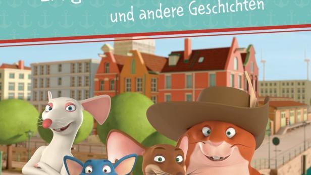 Das Cover des Buches „Die Muskeltiere: Einigkeit macht stark und andere Geschichten“ mit vier animierten Nagetieren.