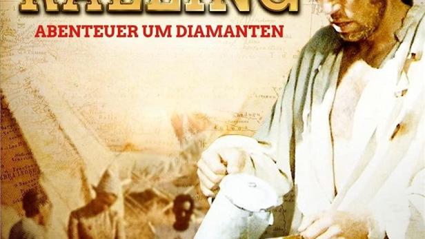 Das Filmplakat für „John Ralling – Abenteuer um Diamanten“ zeigt einen Mann, der Wasser in eine Tasse gießt.