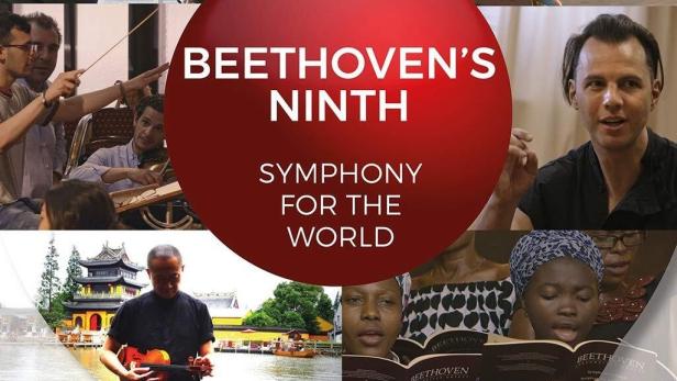 Das Cover der Dokumentation „Beethoven's Ninth: Symphony for the World“ zeigt Musiker aus aller Welt.
