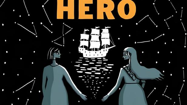 Illustration des Buchcovers „The One Hundred Nights of Hero“ mit zwei Frauen und einem Schiff unter dem Nachthimmel.