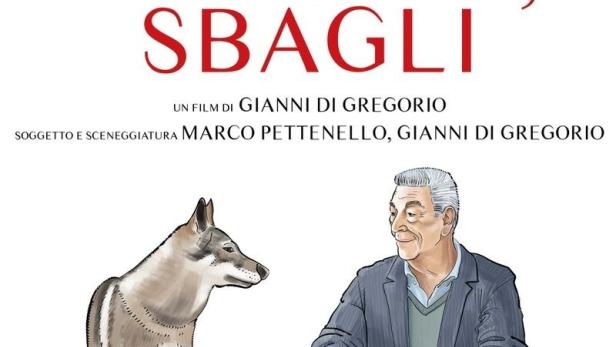 Das Filmplakat für „Come ti muovi, sbagli“ zeigt einen Mann und einen Wolf im Comicstil.