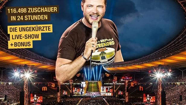 Das Cover der DVD „Mario Barth: Die neue Weltrekord-Show“ mit dem Comedian vor Publikum im Olympiastadion Berlin.