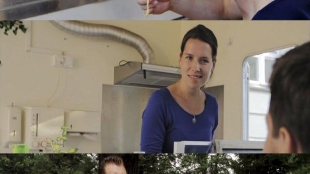 Das Filmplakat für „Fritten zum Mittag“ zeigt verschiedene Szenen mit den Darstellern.