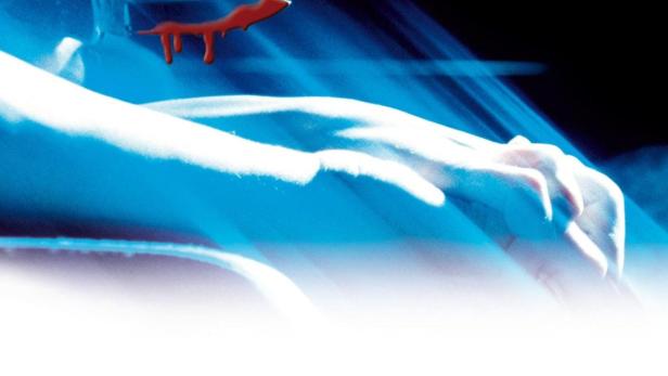 Das Filmplakat für „New Blood“ zeigt eine stilisierte, blutige und surreale Szene.