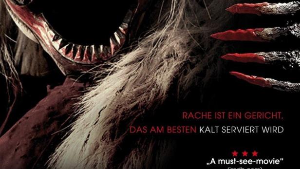 Das Filmplakat für „Killer God“ zeigt ein gruseliges Monster mit roten Augen und blutigen Händen.