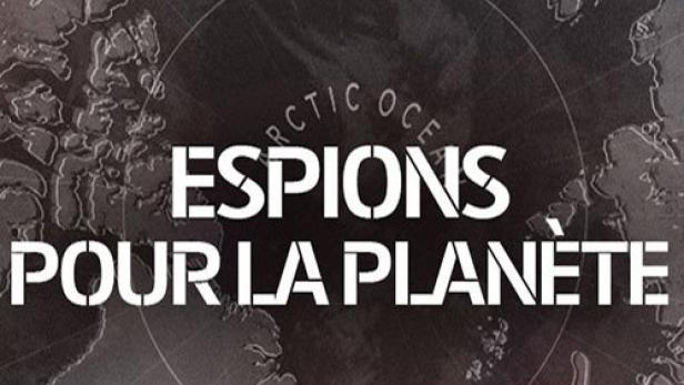 Eine stilisierte Karte der Arktis mit dem Titel „Espions Pour La Planète“.