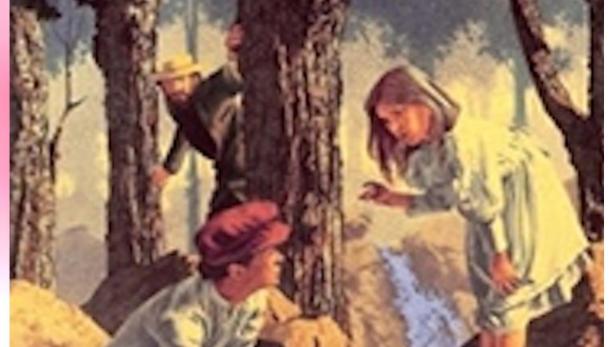 Das Buchcover von „Tuck Everlasting“ zeigt Kinder an einer Quelle im Wald.