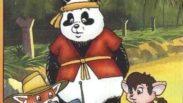 Das Cover der DVD „De Avonturen van Bamboo Bear“ zeigt einen Panda, einen Fuchs und eine Maus mit einer Schildkröte.