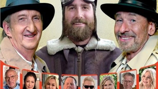 Das Filmplakat zu „Mein Papa, die Supernase!“ mit Mike Krüger, Roman Gottschalk und Thomas Gottschalk.