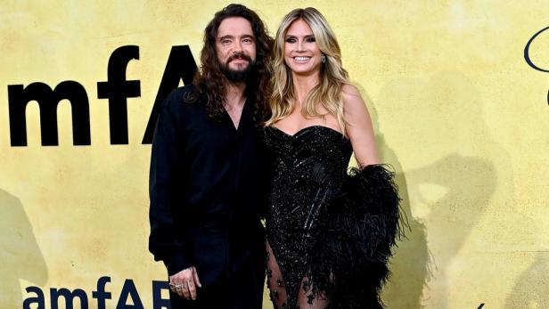 Ehepaar Tom Kaulitz und Heidi Klum bei einem Pressetermin.