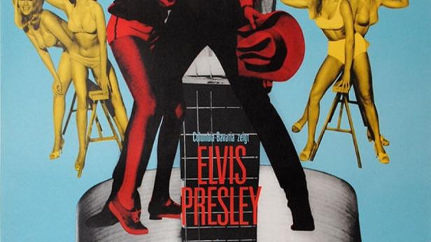 Das Filmplakat für „Cowboy Melodie“ mit Elvis Presley und mehreren Frauen.