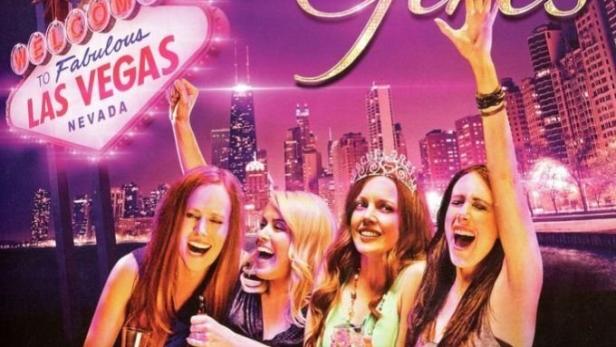 Das Cover des Films „Hangover Girls“ zeigt vier feiernde Frauen vor der Skyline von Las Vegas.