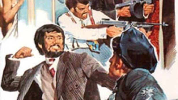 Das Filmplakat für „5 tolle Hunde“ zeigt bewaffnete Männer in einer Konfrontation.