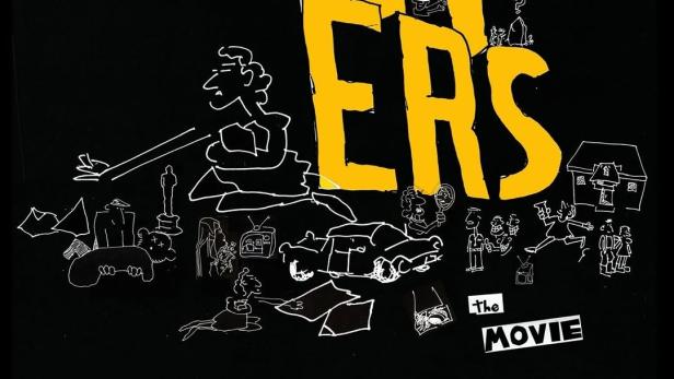 Das Filmplakat für „Levers“ zeigt gelbe Schriftzüge und skizzenhafte Zeichnungen auf schwarzem Grund.