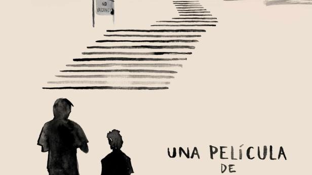 Das Filmplakat für „Una Película de Miedo“ zeigt ein unheimliches Hotel und zwei Personen.