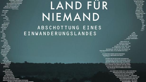 Das Filmplakat zu „Kein Land für Niemand“ zeigt Zitate zum Thema Migration.