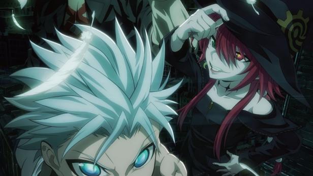 Das Cover von „Ragna Crimson“ zeigt Ragna, Crimson und andere Charaktere vor einem Mond.