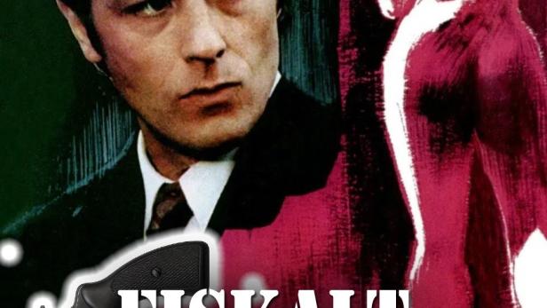 Das Filmplakat für „Eiskalt wie das Schweigen“ zeigt Alain Delon mit einer Waffe.