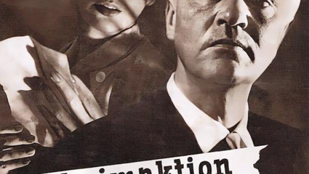 Das Filmplakat für „Geheimaktion Schwarze Kapelle“ zeigt eine Frau und einen Mann im Anzug.