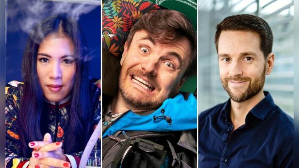 Porträtfotos von Mai Thi Nguyen-Kim, Phil Laude und Mirko Drotschmann