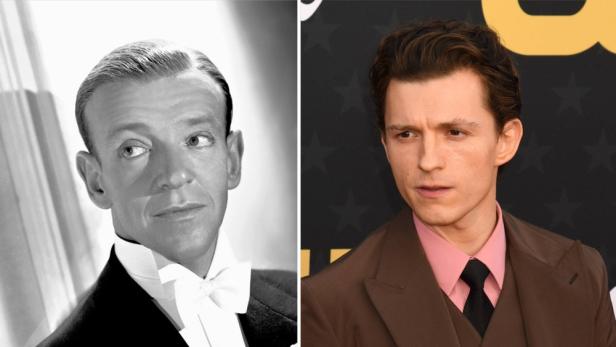 Porträtfotos von Fred Astaire und Tom Holland