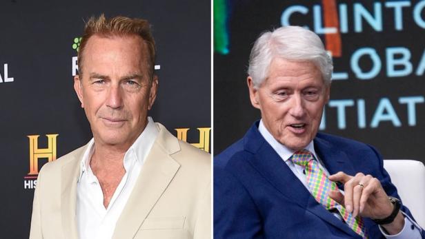 Porträtfoto von Kevin Costner und Bill Clinton