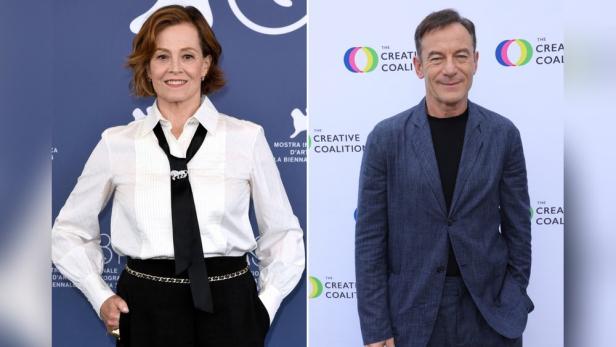 Porträtfotos von Sigourney Weaver und Jason Isaacs