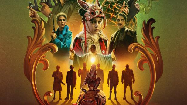 Hauptfiguren von "Dust Bunny" auf einem Filmplakat versammelt