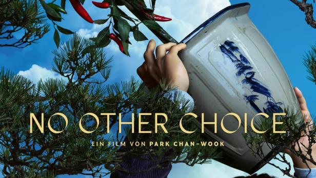 Mann hebt auf Filmplakat Blumentopf zum Werfen über den Kopf