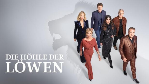 Janna Ensthaler, Carsten Maschmeyer, Dagmar Wöhrl, Judith Williams, Frank Thelen und Ralf Dümmel werfen einen Löwen-Schatten