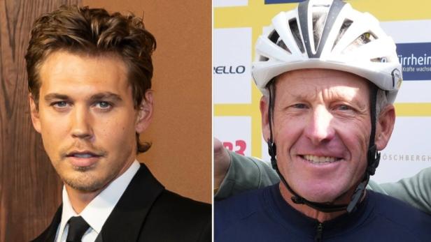 Porträtfotos von Austin Butler und Lance Armstrong