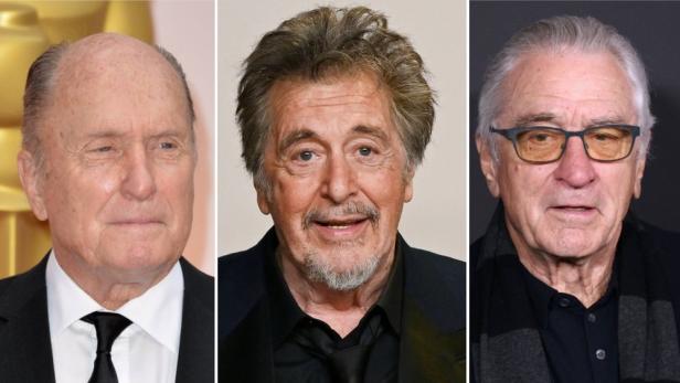 Porträtfotos von Robert Duvall, Al Pacino und Robert De Niro