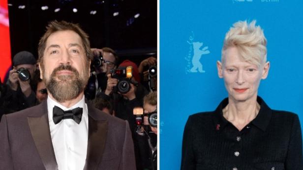 Porträtfotos von Javier Bardem und Tilda Swinton