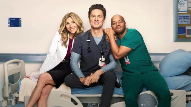 Zach Braff als J.D., Donald Faison als Turk und Sarah Chalke als Elliot 