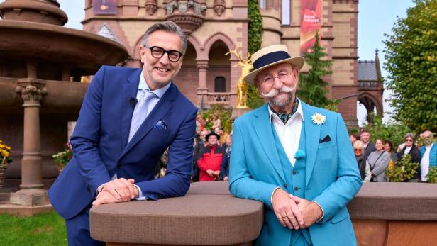 Detlev Kümmel und Horst Lichter in einem Schlossgarten