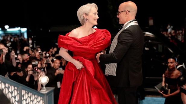 Meryl Streep als Miranda Priestly mit Stanley Tucci als Nigel Kipling an ihrer Seite