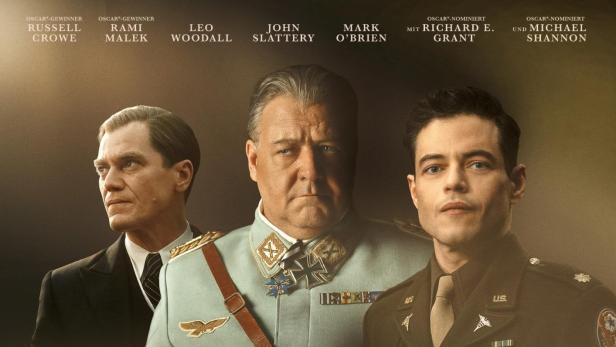 Russell Crowe als Hermann Göring auf Filmpakat - an seiner Seite Michael Shannon und Rami Malek
