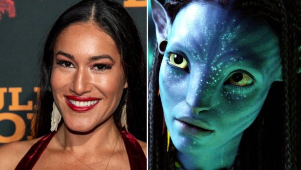 Gegenüberstellung von zwei Gesichtern: Q'orianka Kilcher und "Avatar"-Figur Neytiri