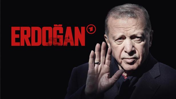 Recep Tayyip Erdoğan vor schwarzem Hintergrund mit dem roten Schriftzug „ERDOĞAN“ und dem Logo der ARD.
